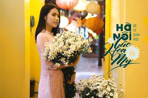 Á khôi Nguyễn Hồng Nhung đẹp hút hồn bên cúc họa mi tại Bò Tơ Quán Mộc