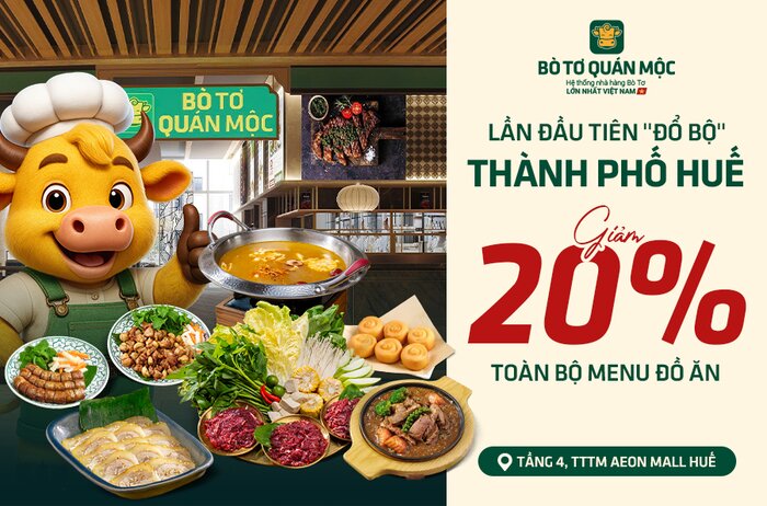 [MIỀN BẮC] MỪNG KHAI TRƯƠNG BÒ TƠ LONG BIÊN, TẶNG ƯU ĐÃI -20% MENU ĐỒ ĂN