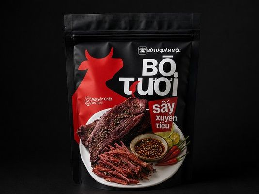 Bò Tươi Sấy Xuyên Tiêu ( 60G ) – Bò Tơ Quán Mộc
