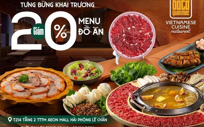 Bò Tơ Quán Mộc Premium đầu tiên mở cửa tại Aeon Mall Hải Phòng